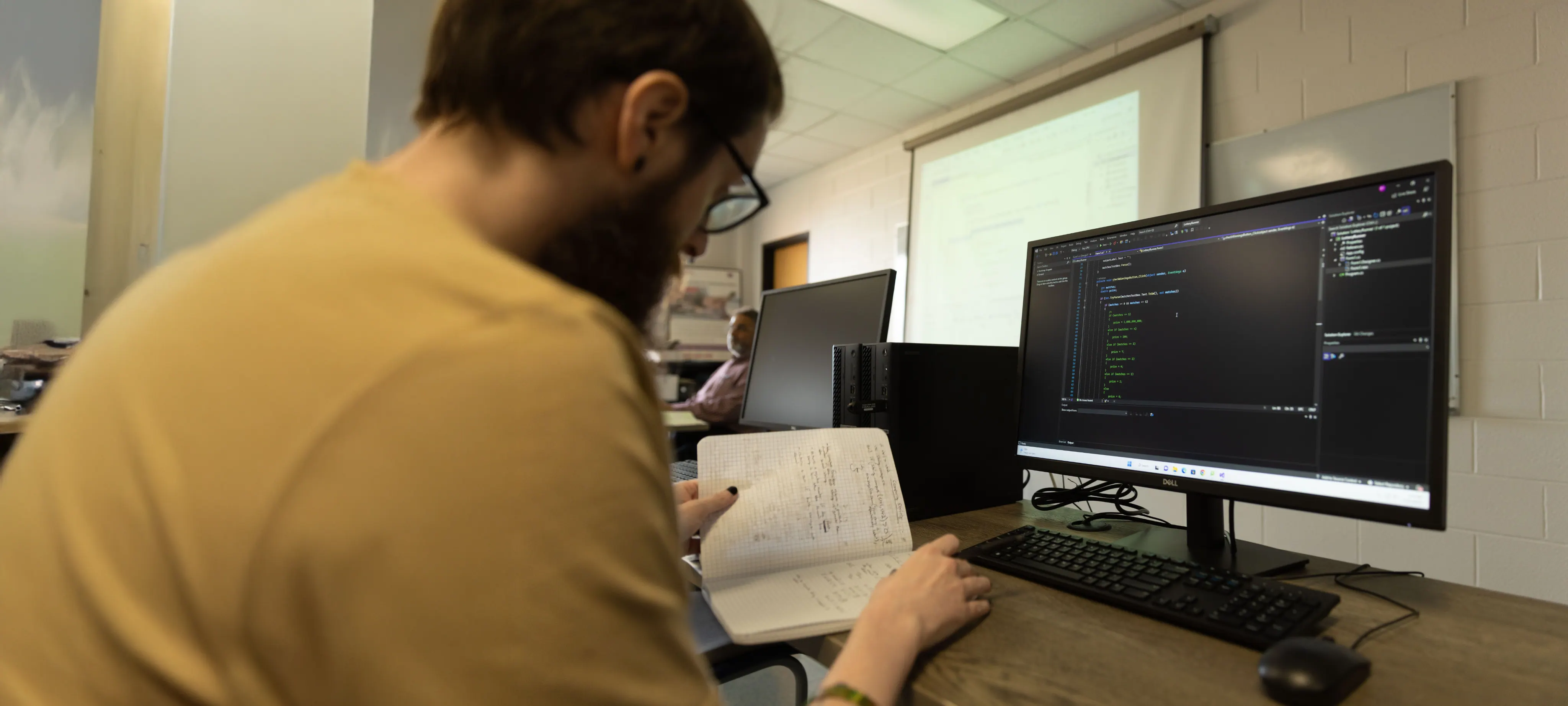 Students learning computer and information technology